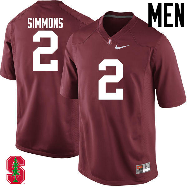 Men Stanford Cardinal #2 Brandon Simmons College Football Jerseys Sale-Cardinal - Click Image to Close